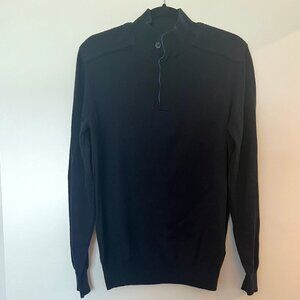 Massimo Dutti modern military sweater jumper navy blue M cashmere